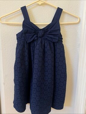 Cherokee Navy Bow-Front Lace Dress for Girls